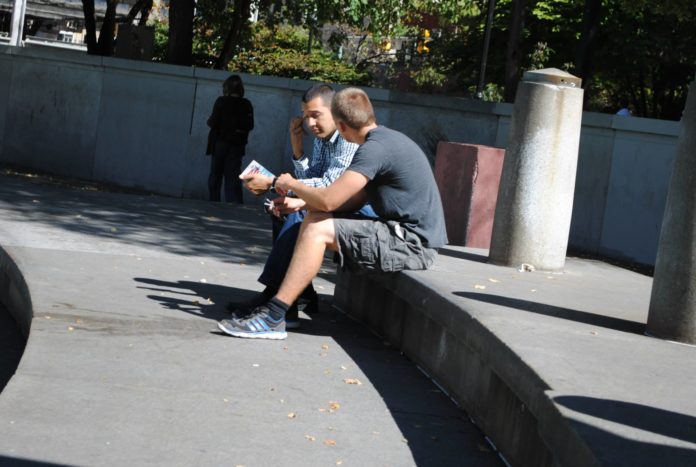 talking on steps