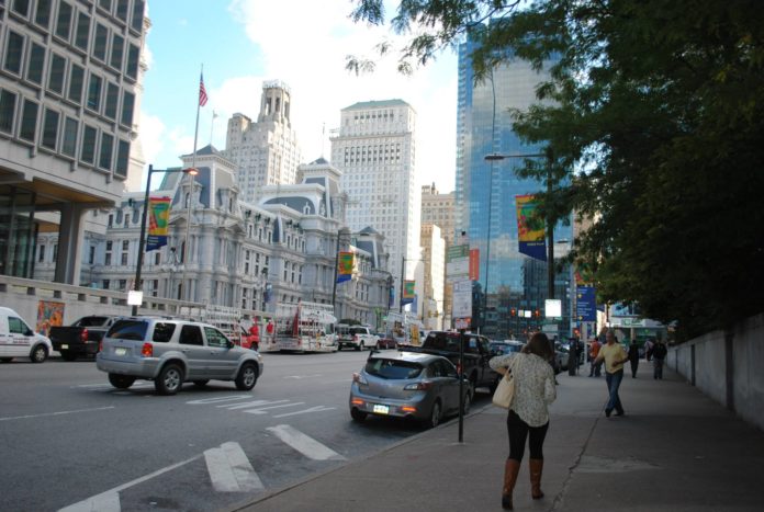 city sidewalk view