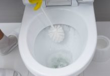 cleaning toilet