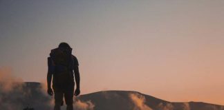 Hiker at sunset